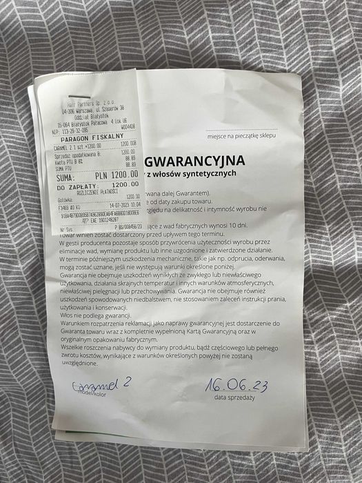 Peruka syntetyczna super jakość + kosmetyki i gwarancja, kolor czarny