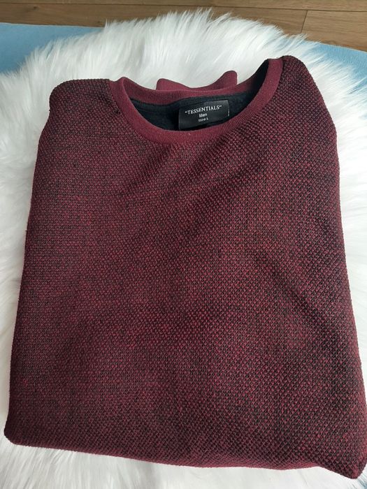 Sweter męski bordowy ciepły na jesień zimę casual basic L
