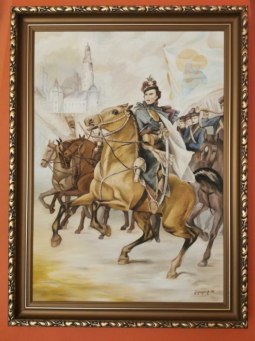 Obrazy olejne do gabinetu/salonu - konie, szlachta, styl klasyczny, realistyczny, rama 50x70