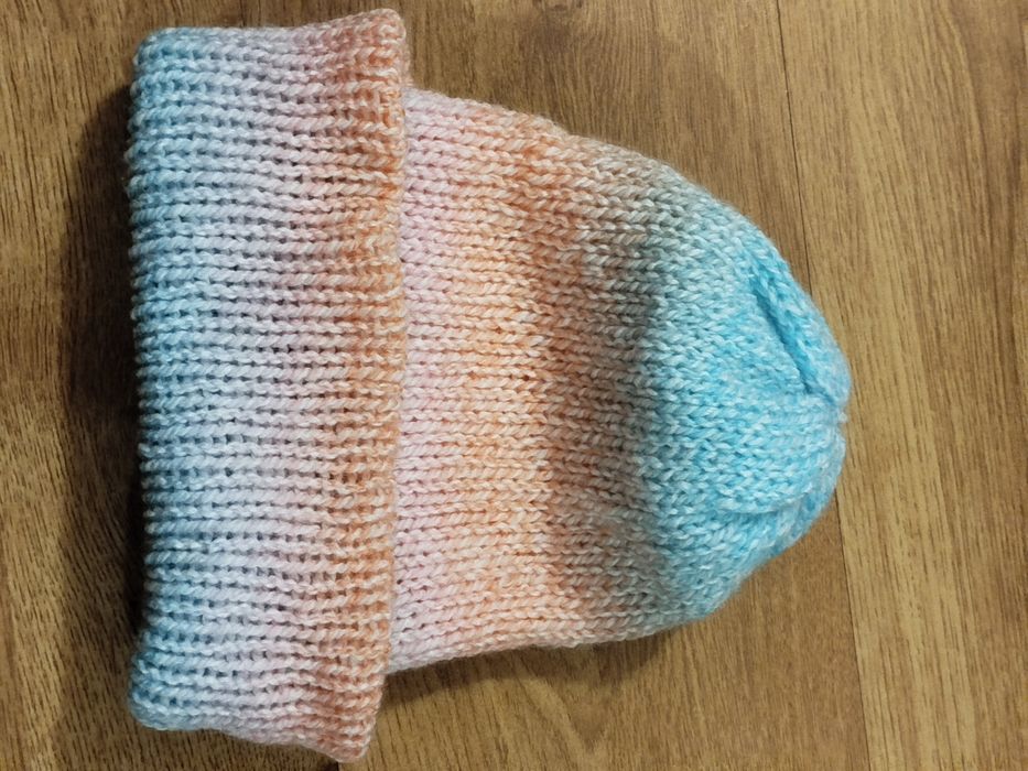 Nowa czapka cieniowana błękitna różowa podwójna