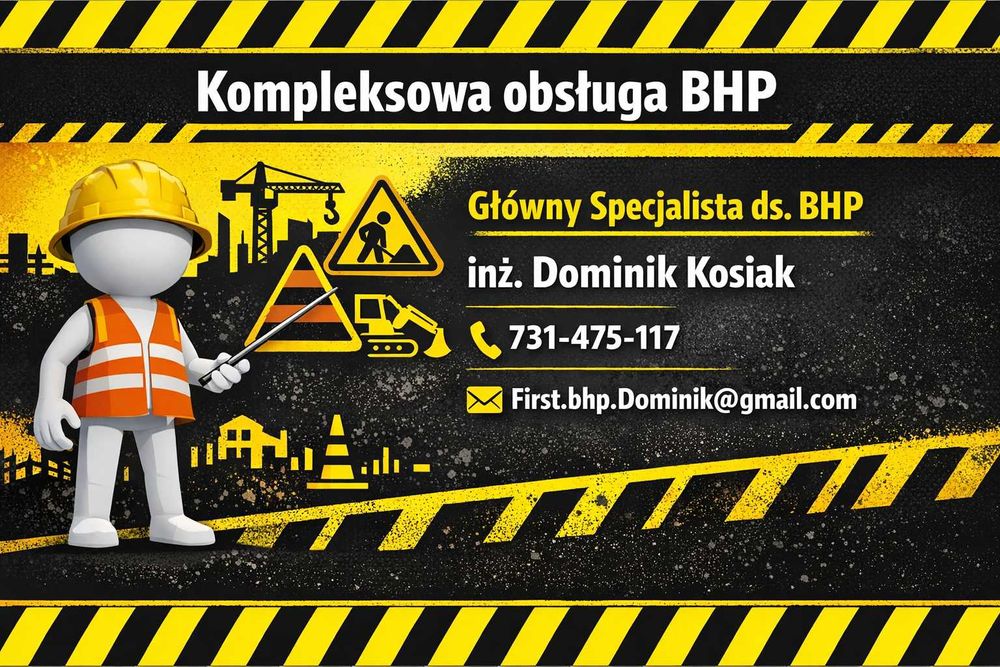 Usługi BHP (SZKOLENIA BHP,IBWR,BIOZ, obsługa firm,nadzór,PPOŻ) FV23%