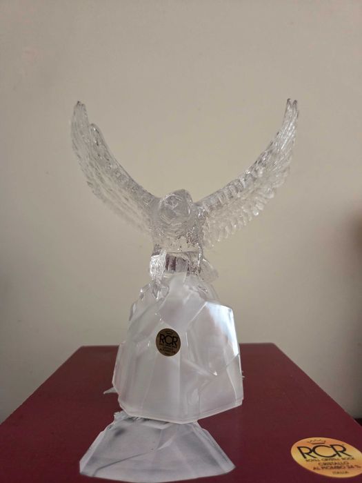 Escultura Águia em Cristal de Chumbo 24% RCR Italiana –  Caixa Original