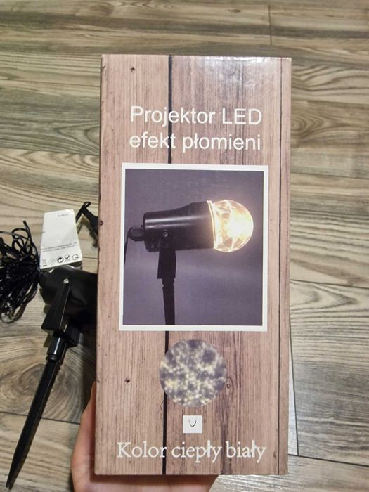Projektor led efekt płomieni ciepły biały Boże Narodzenie sylwester