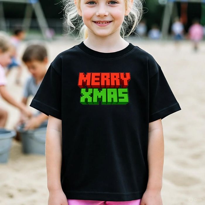 Koszulka dziecięca czarna Blokowa minecraft prezent święta 152