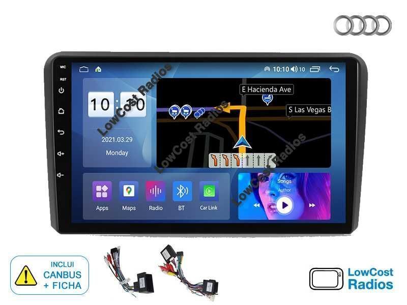 (NOVO) Rádio GPS AUDI A3 (2003 a 2012) | 7 ou 9" | ANDROID 15 • USB, DVD, BT, WIFI | CARPLAY • ANDROID AUTO