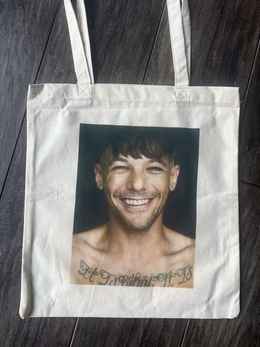 Torba tote bag louis tomlinson beige black cotton bawelna
