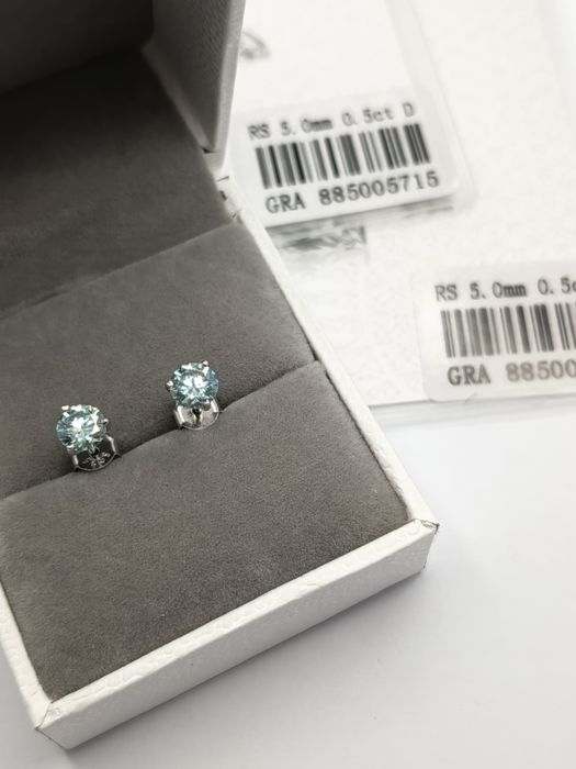 Nowe kolczyki z niebieskim moissanitem GRA 0.5ct - srebro 925