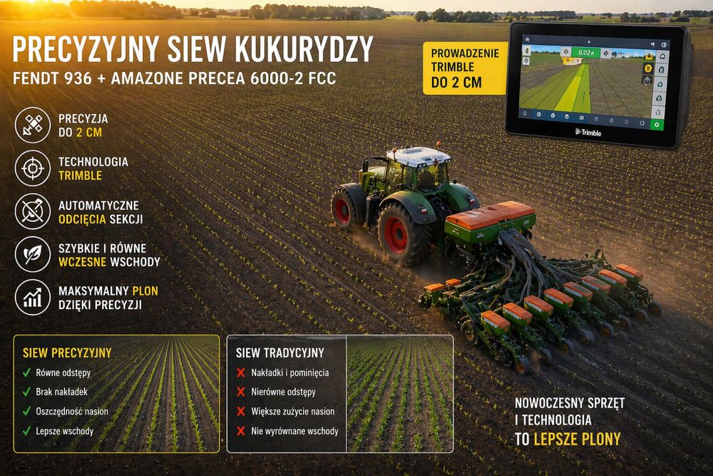 Profesjonalny siew kukurydzy | GPS | Fendt 936 + Amazone Precea | wysoka precyzja