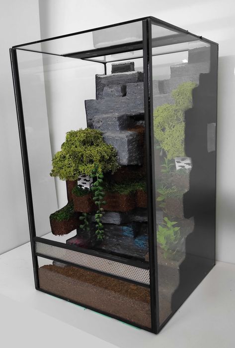 Terrarium dla gekona płaczącego | Terraria tropikalne z wyposażeniem | Styl Pixel Art TW28MC, AquaWaves