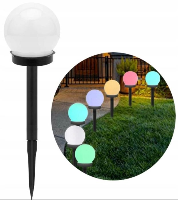 Lampa solarna RGB kula dekoracja ozdoba