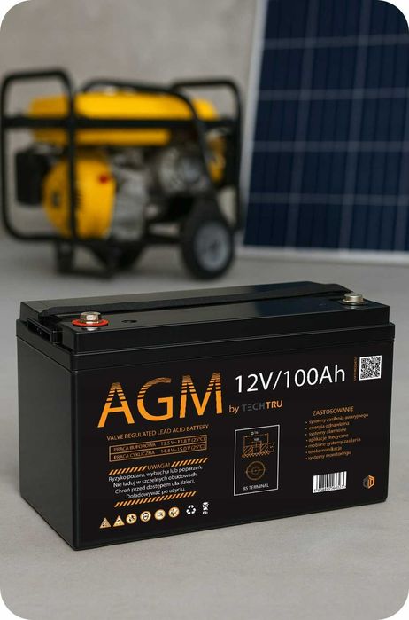 Акумулятор AGM 100Ah 12V Techtru Polska. АКБ 100 Для інвертора. Новий