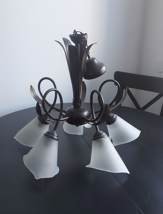 Lampa wiszaca, kuty metal i szkło