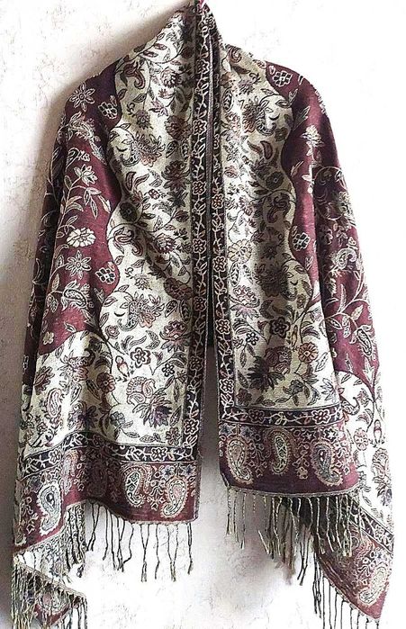 Шарф палантин з золотистою люрексовою ниткою, кашемір, шовк, 170х67 см