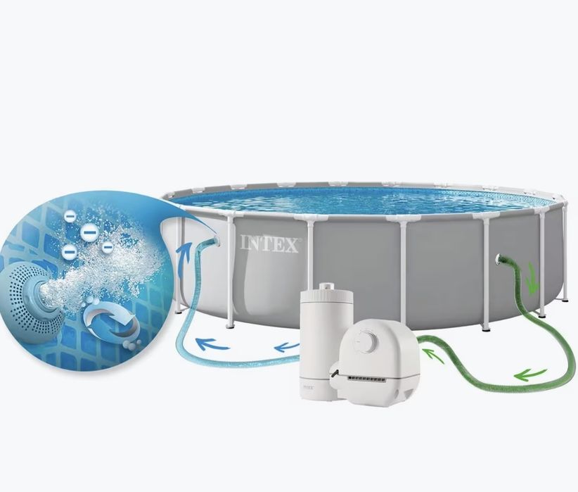 Piscina redonda com escadas
