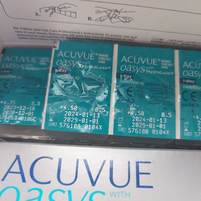 soczewki Acuvue Oasis 1-day 4 opakowania +4.5 i + 4.75
