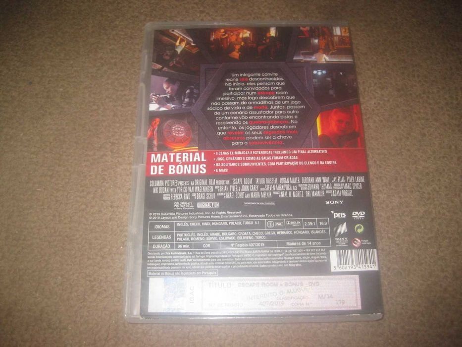 DVD "Escape Room" com Logan Miller/Raro!