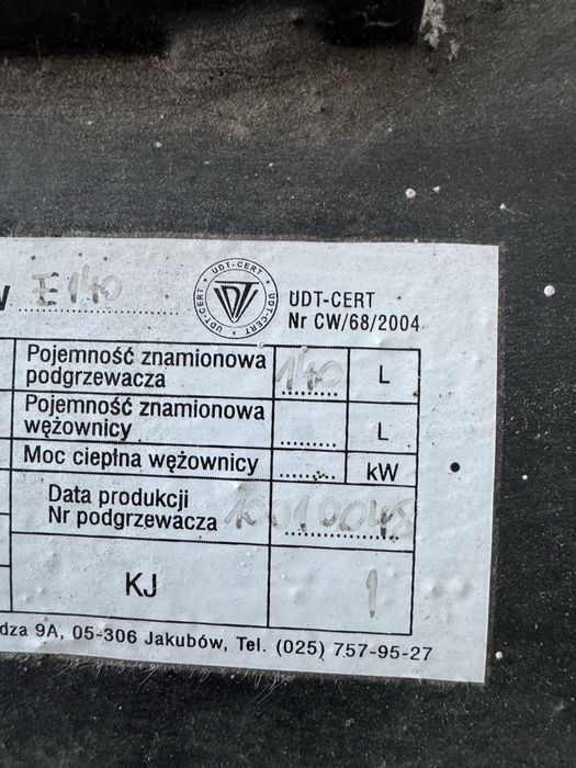 Podgrzewacz, wymiennik, bojler C.W.U 140 L  Elektroplasmet