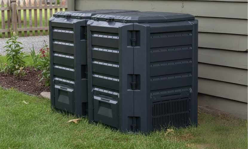 WYTRZYMAŁY Mega Kompostownik modułowy ogrodowy 800L 2 komory czarny