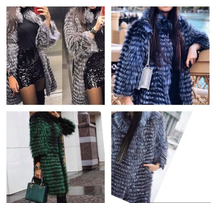 Lux Płaszcz Wełna Futro Srebrny Lis rudy zieleń futro LISY PL