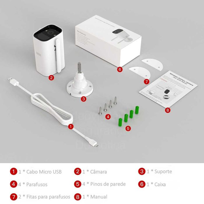Câmara Vigilância/Painel Solar /3MP /WiFi/Visão Noturna a Cores a 20M