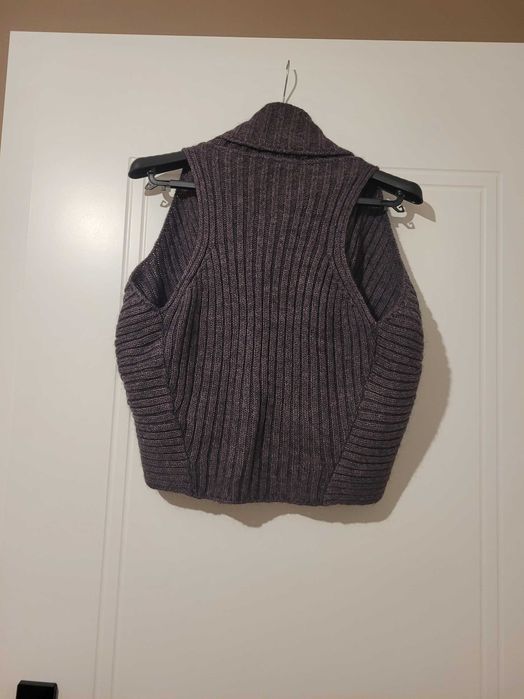 Bezrękawnik wełniany włoski 30 % moher r. 40/42  brązo-fiolet