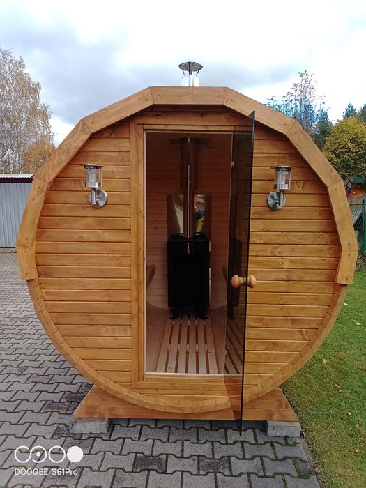 Okazja. Sauna ogrodowa beczka domowe spa piec opalany drewnem.