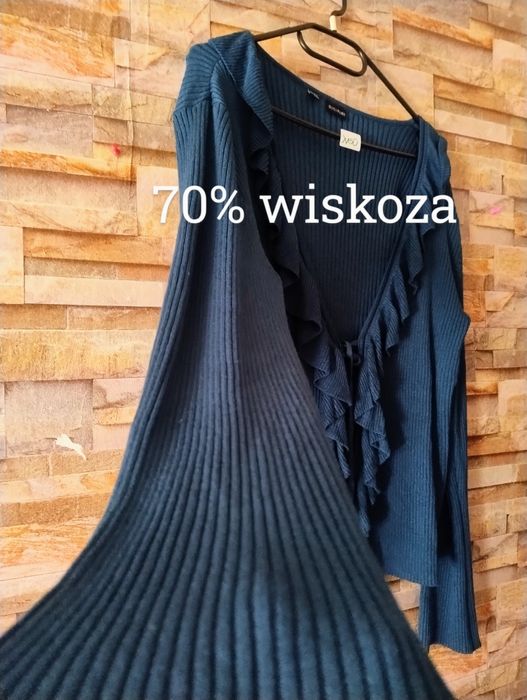 jesienny sweterek kardigan prążkowany plus size