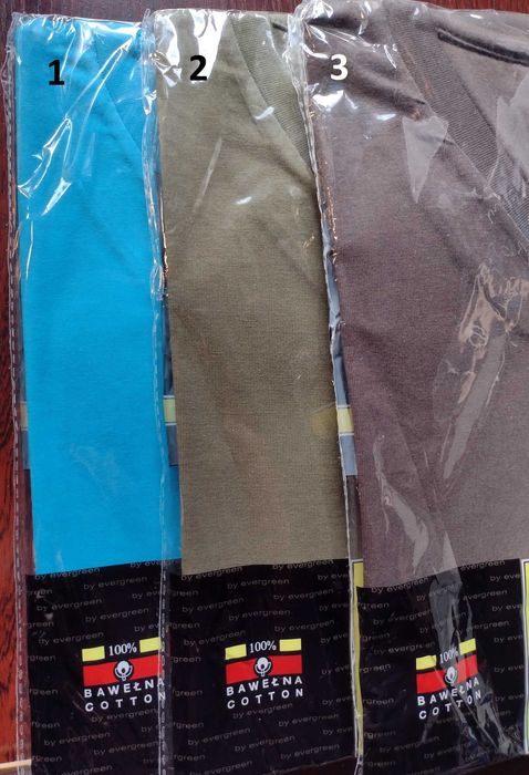 T-shirt męski M w serek/dekolt V niebieski