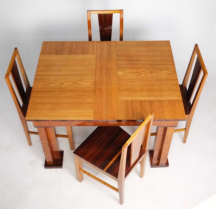 POLSKI MODERNIZM lat 20stych, stół z krzesłami, art deco, palisander
