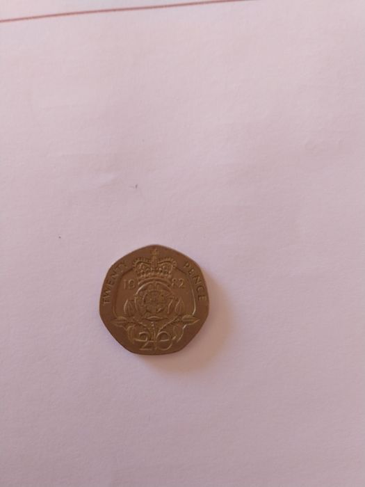 Moeda 20 Pence (20p) 1982 - Reino Unido (Primeiro Ano de Emissão)