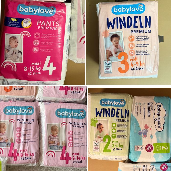 Памперси підгузки babydream babylove premium 2 3 4 розміри, Німеччина