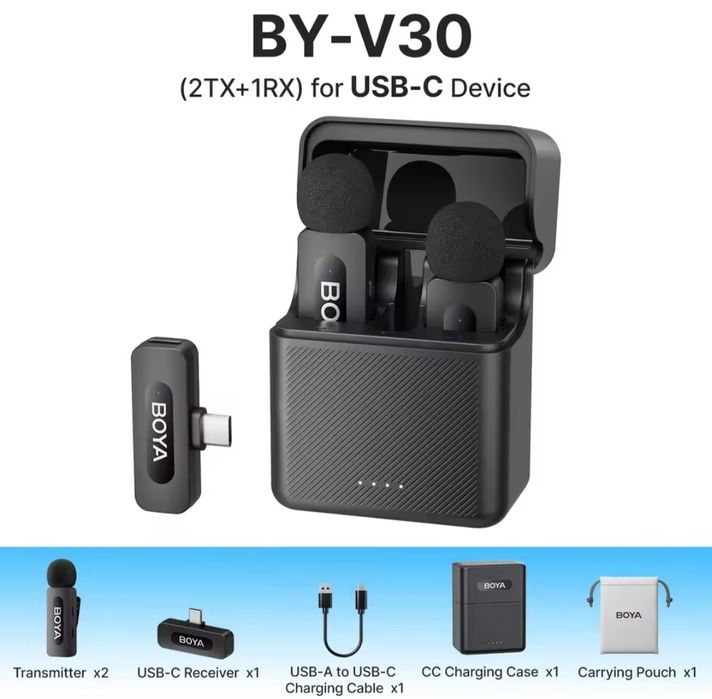 Петличный микрофон BOYA-BY-V30 (USB Type-c) для iPhone та Android