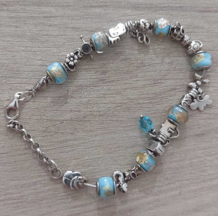 Pulseira de berloques em Prata de Lei