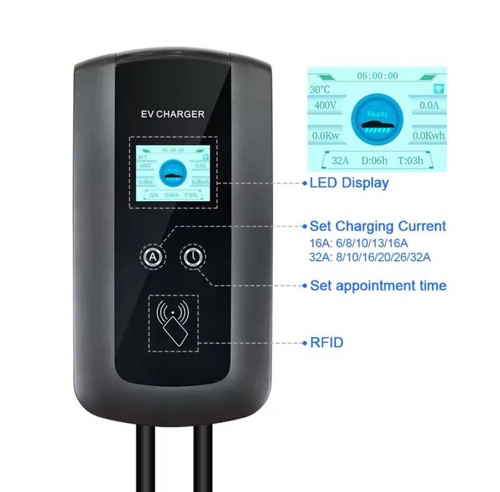 Wallbox Carregador 7kw - 32A - C/ APP e Cartões - Carros Eletricos64738600509569122