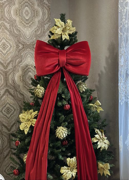 Бант на ялинку, для декору червоний, бордо