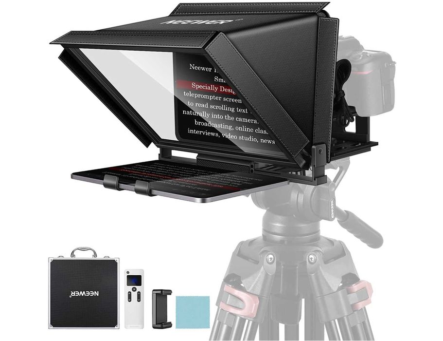 Teleponto alumínio 12 polegadas com comando e estojo