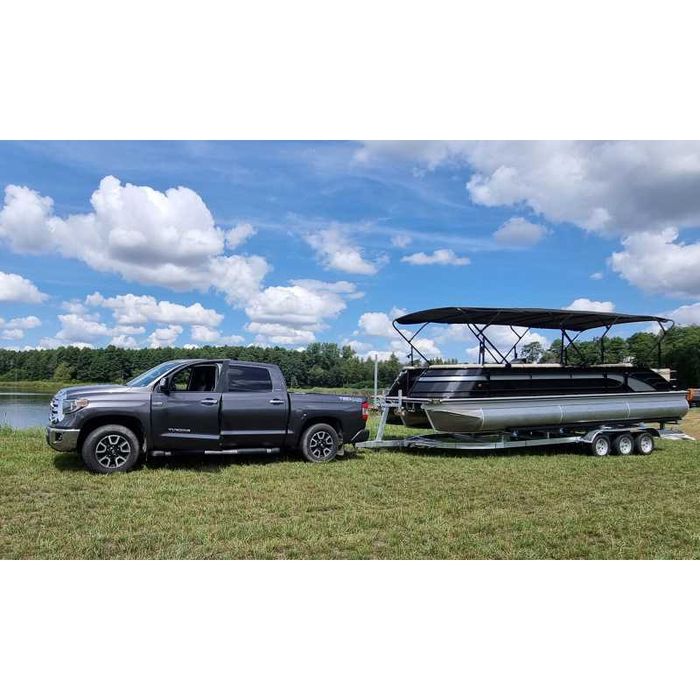 Katamaran 27ft 8,2m x 2,6m houseboat + silnik + przyczepa portowa