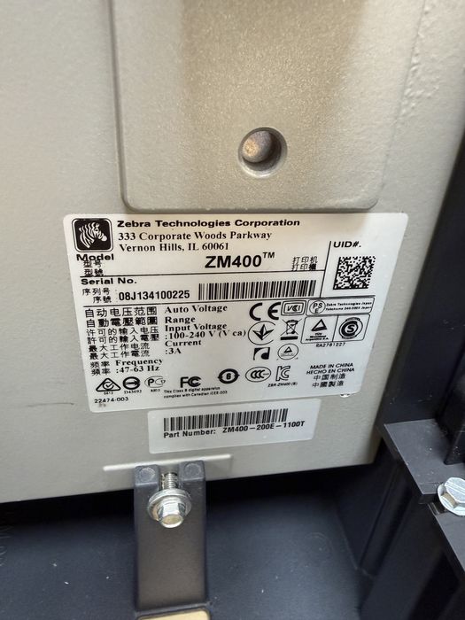 Drukarka półprzemysłowa Zebra ZM400 czarna LPT USB LAN RS232 300dpi