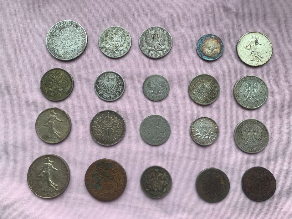 Monery 5 zł 1933 rok głowa kobiety 1/2 Mark 15 kopiejki  20 monet