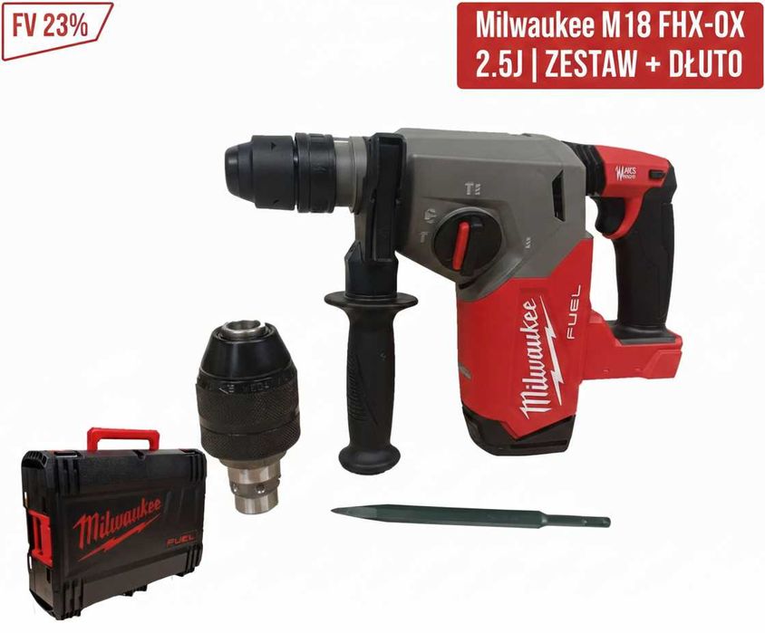 Młotowiertarka Milwaukee M18 FHX-0X | 2.5J | Zestaw z walizką + Dłuto
