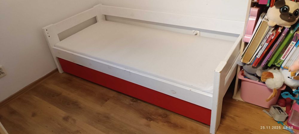 Łóżko dziecięce drewniane z materacem 70×160