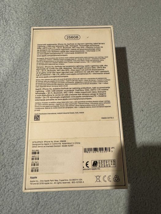 iPhone XS 256GB SILVER oryginalne pudełko opakowanie kartonik +KLUCZYK
