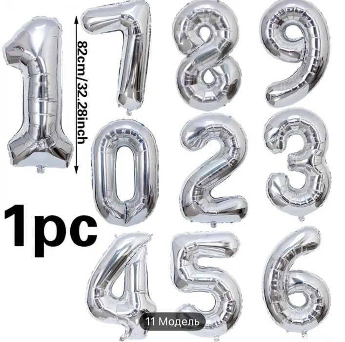 Кулька повітряна, шар, цифра, срібний шарік, день народження