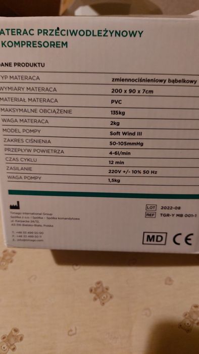 Tanio materac przeciwodleżynowy z kompresorem 200/90