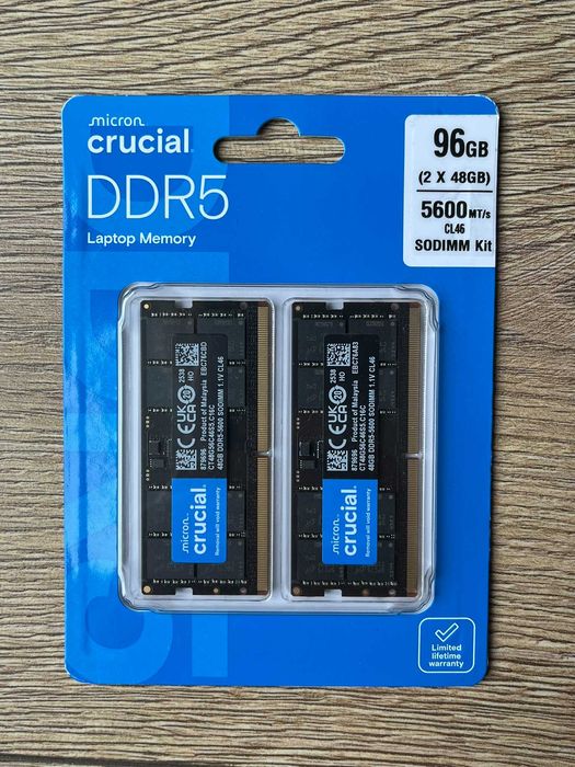 Pamięć RAM SODIMM DDR5 Crucial 96GB Kit (2x48GB) 5600mHz CL46