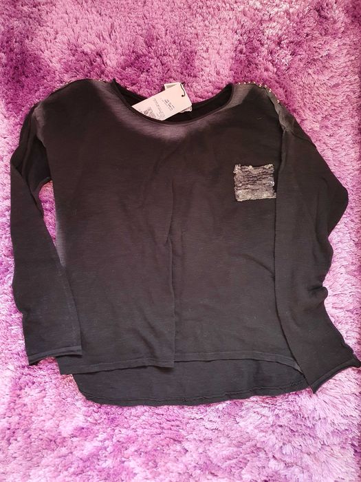 Bluzka, czarna, UNISONO, VENEZIA, r. uniwersalny, dżety