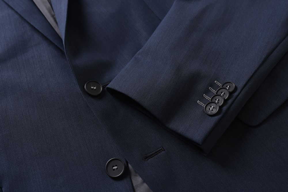 BENVENUTO Othello elegancka granatowa marynarka 43% wełna strecz r. 48