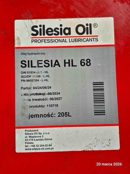Olej hydrauliczny Silesia HL 68 205 L