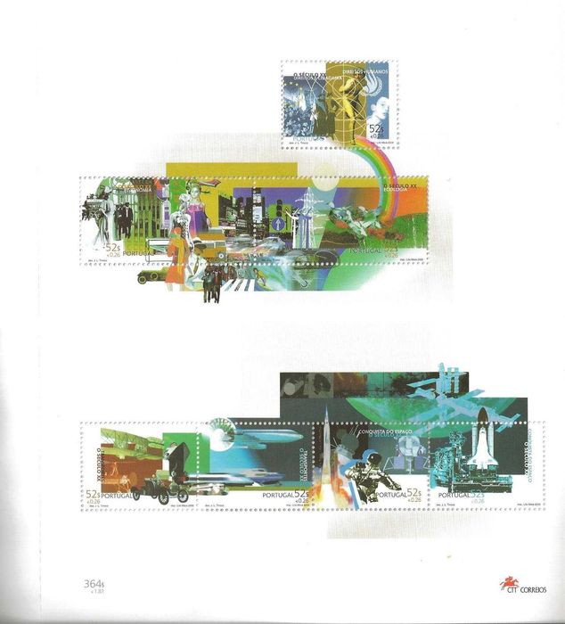 LIVRO O Seculo xx em Selos - brochura + blocos 224 225 e 226 - novos