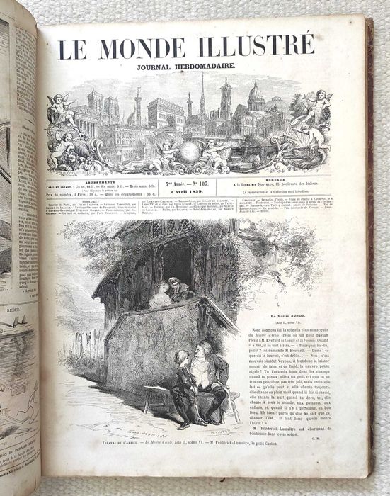 Jornal Le Monde Illustré, de 1859: números 90 a 115, encadernados